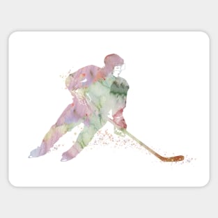 Girl Ice Hockey Player Watercolor Sport Decor Gift Sticker